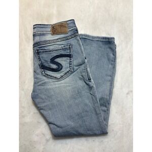 Silver Jeans Co Suki Capri Jeans Women's Light Wash Distressed Size 27